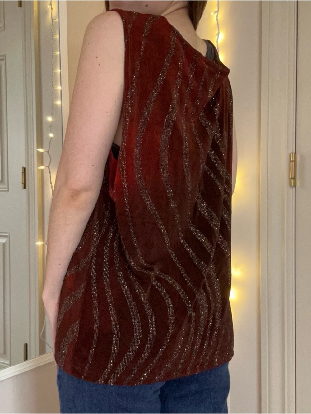 Vintage Maroon and Black Sparkly Top - Picture 5 of 6